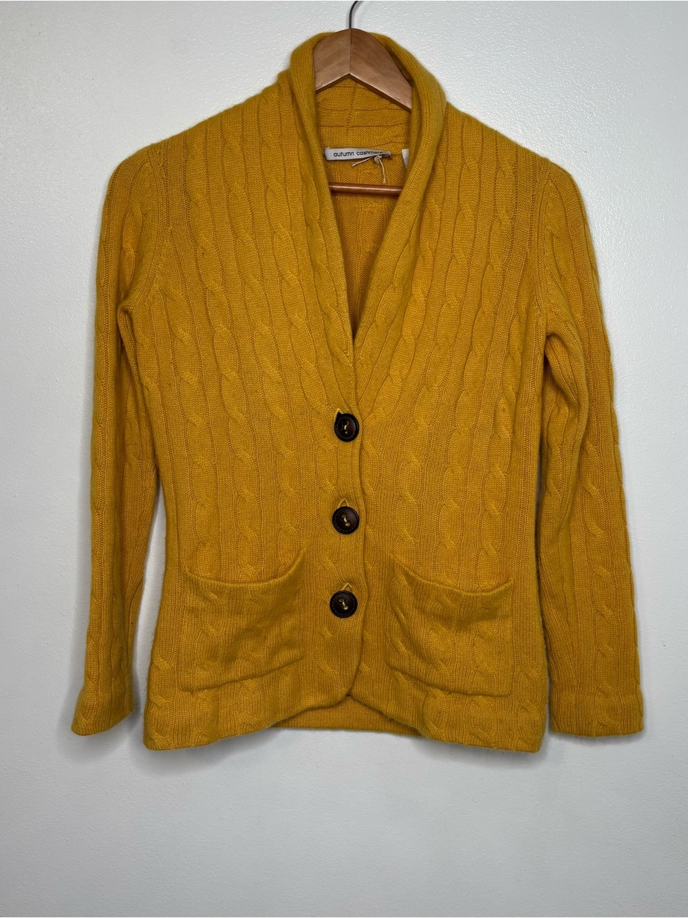 Autumn Cashmere Yellow Button Front Cardigan Sweater Small •FLAWS•